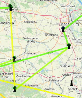 Linkstrecken  hamnetdb map